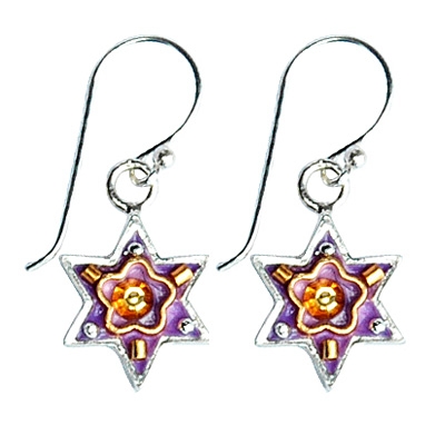 Star of David Earrings - Purple 
